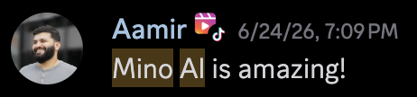 Original community post by Aamir: Mino AI is amazing!